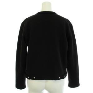 agnes b. プレッション カーディガン クルーネック 長袖 裏起毛 1 S 黒 ブラック