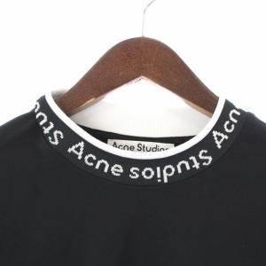 Acne Studios 21SS ロゴリブTシャツ カットソー 半袖 クルーネック XS 黒 ブラック 白 ホワイト FN-MN-TSHI000243