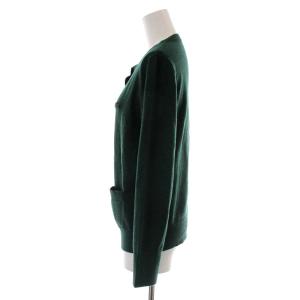 LACOSTE ウォッシャブルウールニットカーディガン 長袖 ロゴ刺繍 36 M 緑 グリーン AF5841