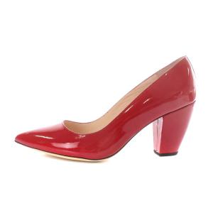 Repetto パンプス ポインテッドトゥ エナメル チャンキーヒール 39 24.5cm 赤 レッド