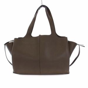 CELINE トライフォールド ミディアム トートバッグ ハンドバッグ レザー グレージュ