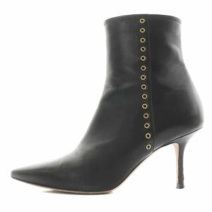 PELLICO ショートブーツ レザー ポインテッドトゥ ヒール 36.5 23.5cm 黒 ブラック