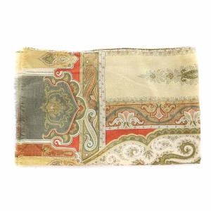 ETRO ストール ウール シルク混 ペイズリー柄 ベージュ カーキ