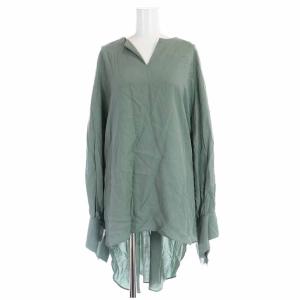 ADORE 20AW ライトキュプラブラウス スキッパー オーバーサイズ アシンメトリー 長袖 38 M 緑 グリーン