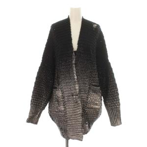 カーディガン ハーフ ローゲージ シルバーコーティング グラデーション ウール 155/76A 黒 ブラック シルバー