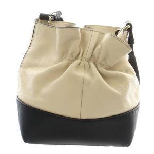 kate spade new york 巾着 ショルダーバッグ レザー リボン バイカラー ベージュ 黒 ブラック PWRU3377