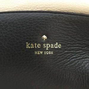 kate spade new york 巾着 ショルダーバッグ レザー リボン バイカラー ベージュ 黒 ブラック PWRU3377