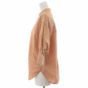 Spick&Span ブラウス シャツ バンドカラー七分丈 パールボタン ストライプ F オレンジ マルチカラー 20-050-200-3020-1-0