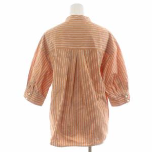 Spick&Span ブラウス シャツ バンドカラー七分丈 パールボタン ストライプ F オレンジ マルチカラー 20-050-200-3020-1-0