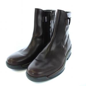 Salvatore Ferragamo ショートブーツ レザー ラバーソール サイドファスナー 7.5M ブラウン