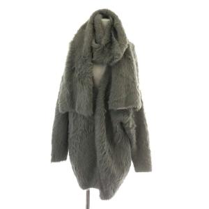 20AW ファーライクカーディガン ロング丈 マフラー付き F グレー CWNC205052