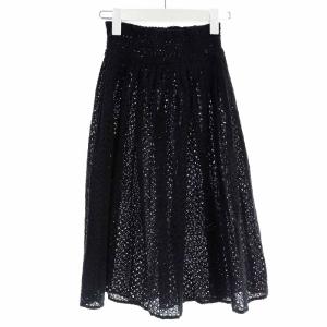 PRADA フレアスカート ひざ丈 レース 42 11 L 黒 ブラック