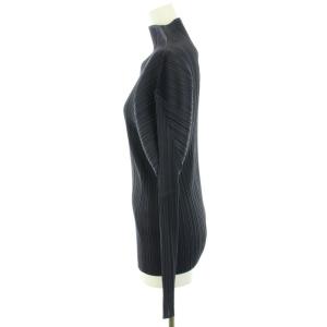 PLEATS PLEASE ISSEY MIYAKE イッセイミヤケ カットソー Tシャツ プリーツ 長袖 ハイネック ストレッチ パフスリーブ ロングスリーブ 3 L 紺 ネイビー