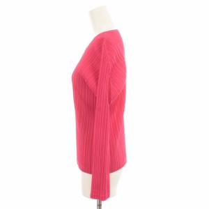 PLEATS PLEASE ISSEY MIYAKE イッセイミヤケ カットソー ブラウス プリーツ加工 クルーネック プルオーバー 長袖 3 ピンク