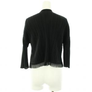 PLEATS PLEASE ISSEY MIYAKE カーディガン ボレロ プリーツ ストレッチ 変形 七分袖 ショート丈 3 ブラック