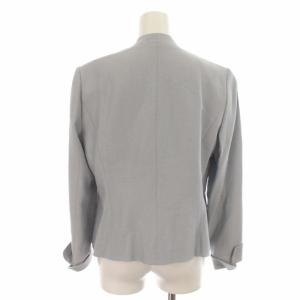 Leilian スーツ セットアップ 上下 ハチマカラージャケット 台形スカート ウール 絹 シルク ひざ丈 13 XL 水色 サックスブルー