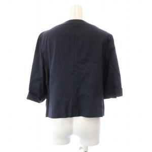 Leilian セットアップ 上下 ノーカラージャケット 七分袖 フレアスカート ひざ丈 タック 大きいサイズ 13 XL 紺 ネイビー