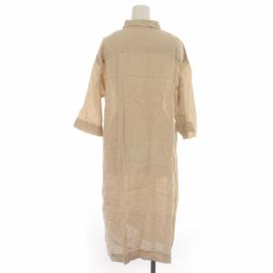 nest Robe シャツワンピース 麻 リネン シアー オーバーサイズ ひざ丈 七分袖 ベージュ