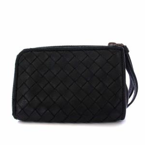 BOTTEGA VENETA イントレチャート コインケース 小銭入れ 財布 L字ファスナー レザー 黒 ブラック