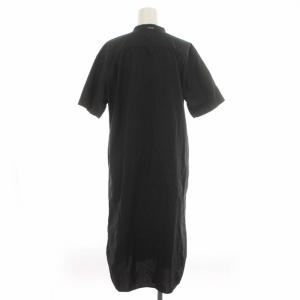 MHL. 20SS GARMENT DYE BASIC POPLIN シャツワンピース バンドカラー ロング 半袖 2 M 黒 ブラック