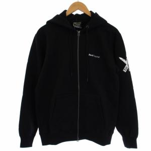 M16 FULL ZIP PARKA パーカー スウェット トレーナー 長袖 ジップアップ ロゴ刺繍 裏起毛 S 黒 ブラック