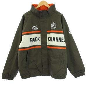 STAND COLLAR JACKET 中綿ジャケット アウター ロゴ XL カーキ 白 アイボリー