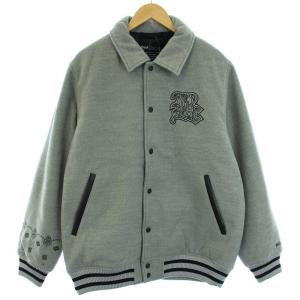 STADIUM JACKET スタジャン スタジアムジャンパー ジャケット アウター 総柄 刺繍 XL グレー