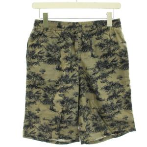 SWAMP EASY SHORTS ショートパンツ ハーフ イージー 麻 リネン 総柄 タグ付き S カーキ 紺 ネイビー