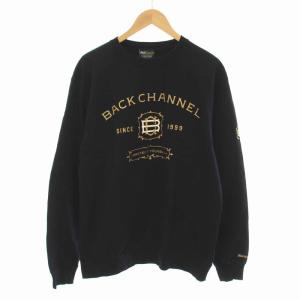 LABEL CREW SWEAT レーベル クルー スウェット トレーナー 裏起毛 長袖 L 黒 ブラック ゴールド