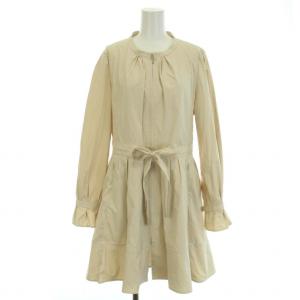 ノーカラーコート スプリングコート アウター ミドル リボンベルト 40 M ベージュ