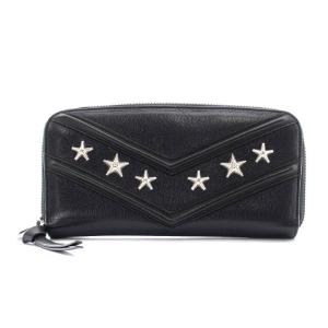 ミリタリースター FILIPA 長財布 小銭入れ ラウンドファスナー レザー スタッズ 星 黒 ブラック