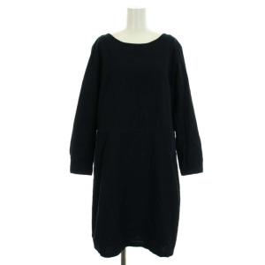 ワンピース ひざ丈 長袖 コットン 3 L 紺 ネイビー オレンジ