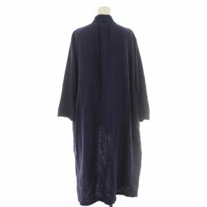 fog linen work カーディガン ガウンコート ロング ウール混 麻混 リネン混 長袖 紫 パープル 紺 ネイビー