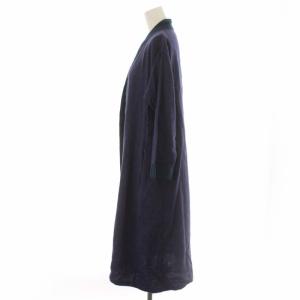 fog linen work カーディガン ガウンコート ロング ウール混 麻混 リネン混 長袖 紫 パープル 紺 ネイビー
