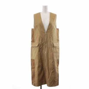 21AW ダブルクロスジレ ベスト ロング ジップアップ 茶 ブラウン