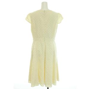 TOCCA ワンピース ひざ丈 Vネック 半袖 花柄 リボン 4 L アイボリー