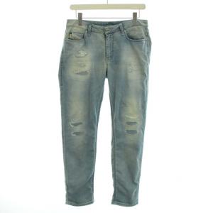 リゾーネ Rizzo-Ne デニムパンツ ジーンズ ジップフライ USED加工 ダメージ加工 W27 S 水色 ライトブルー