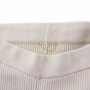Deuxieme Classe リブニット イージーパンツ ワイド フレア ベージュ