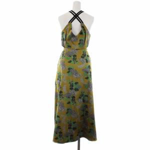 Ameri VINTAGE BERRY JACQUARD DRESS ベリー ジャガードドレス キャミワンピース ロング 総柄 S 黄色 イエロー マスタード