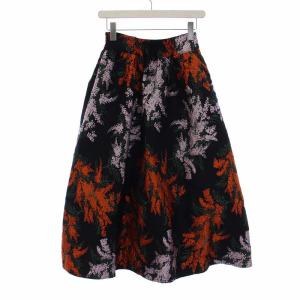 Ameri VINTAGE JACQUARD FLARE SKIRT ジャガードフレアスカート ロング 総柄 黒 ブラック マルチカラー