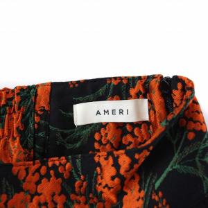 Ameri VINTAGE JACQUARD FLARE SKIRT ジャガードフレアスカート ロング 総柄 黒 ブラック マルチカラー