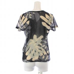 Yohji Yamamoto +NOIR Tシャツ カットソー 半袖 クルーネック メッシュ シアー シースルー 柄 3 L 黒 ブラック ベージュ グレー