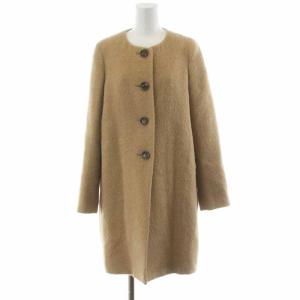 ノーカラーコート シングル 4B 毛 アルパカ混 38 M ベージュ