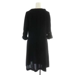 MARGARET HOWELL ワンピース ひざ丈 ウール 七分袖 フリル シルク 絹 1 S 黒 ブラック 578-258802