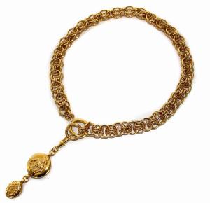 CHANEL ロゴ マドモアゼル チェーンネックレス ゴールド色