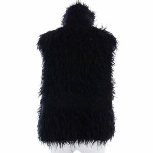 ISSEY MIYAKE ニットベスト ジャケット ハイネック スタンドカラー ファー トグルボタン 2 M 黒 ブラック