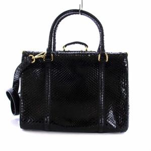 DOLCE&GABBANA ジャンドバッグ ショルダーバッグ 2WAY パイソンレザー ブラック