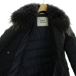 TATRAS アールライン R アンナ ANNA ダウンコート アウター ミドル ラクーンファー ヘリンボーン柄 02 M 紺 ネイビー