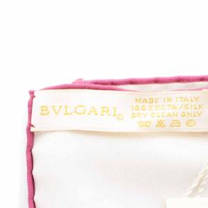 BVLGARI スカーフ ロゴ 総柄 絹 シルク ベージュ ボルドー