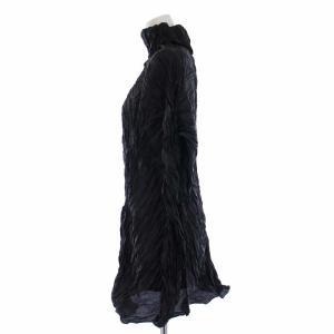 ISSEY MIYAKE シワ加工 プリーツ カットソー 長袖 タートルネック L 黒 ブラック